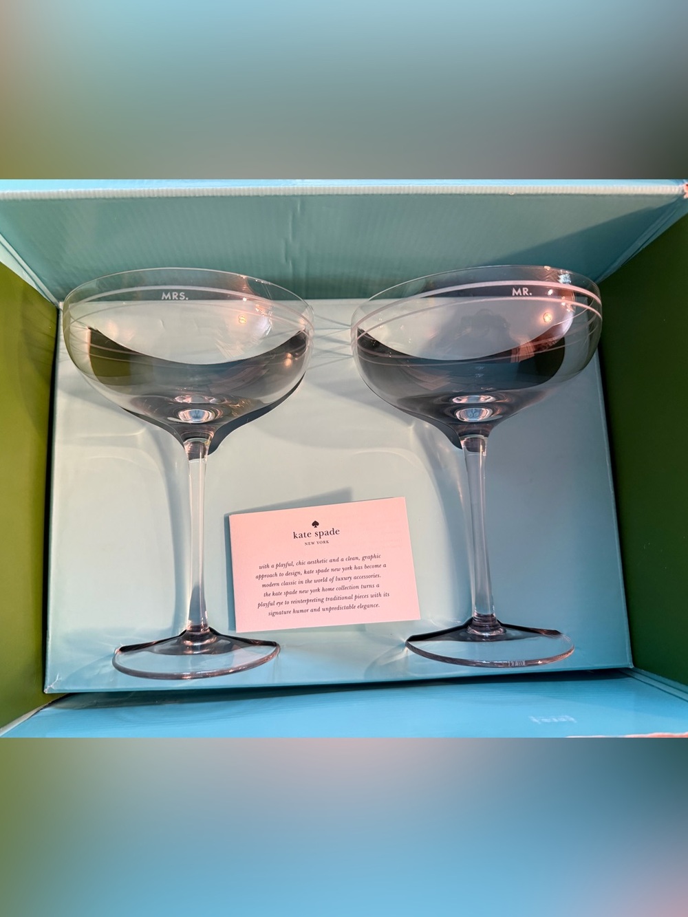 Kate Spade Mrs and Mr Champagne Saucer Glasses